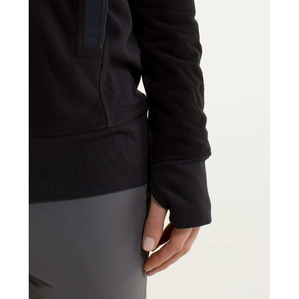 LULULEMON Post Chaturanga 1/2 Zip Pullover Sweatshirt Fleece‎ Jacket Black Sz 4 - Picture 5 of 14